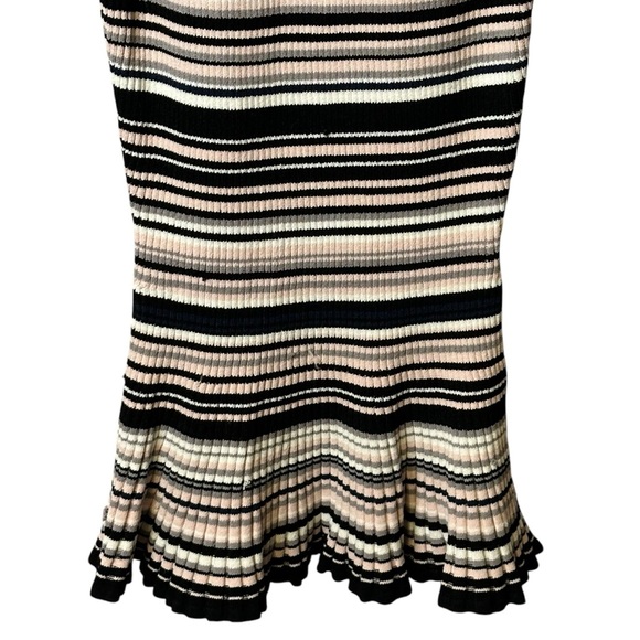 Milly Micro Stripe Mini Mermaid Ribbed Stretch Knit Midi Dress Bodycon NWT Small - Picture 4 of 13